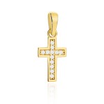 Krzyżyk złoty mały wysadzany cyrkoniami