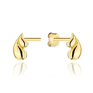 Gold double teardrop earrings on a stud