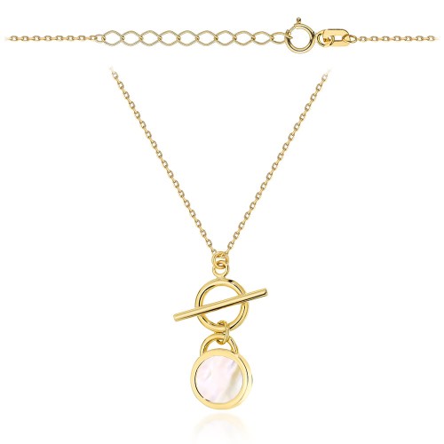 Naszyjnik złoty kółeczko i masa perłowa