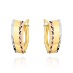 Kolczyki złote z diamentowanymi brzegami w trzech kolorach złota