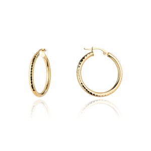 Kolczyki złote kółka diamentowane - 1,6 cm