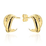 Kolczyki złote zakręcane szerokie na sztyfcie