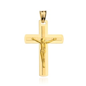 Krzyżyk złoty z Jezusem delikatnie zaokrąglony