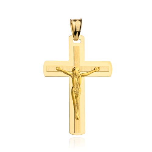Krzyżyk złoty z Jezusem delikatnie zaokrąglony