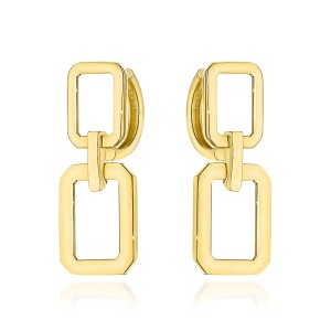 Kolczyki złote prostokąty na kreolu