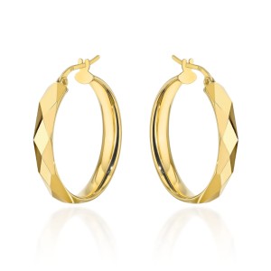 Kolczyki złote kółka zdobione diamentowaniem