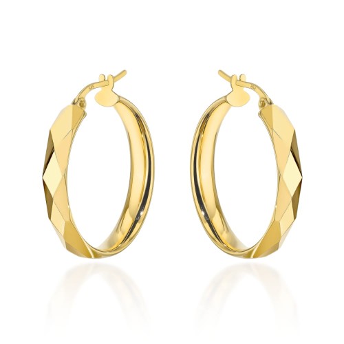 Kolczyki złote kółka zdobione diamentowaniem