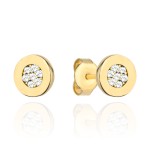 Kolczyki złote kółeczka z cyrkoniami na sztyfcie