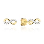 Kolczyki złote znaki nieskończoności zdobione cyrkoniami