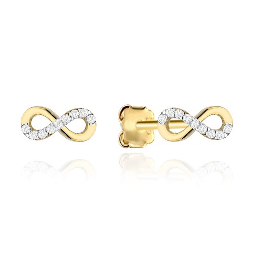 Kolczyki złote znaki nieskończoności zdobione cyrkoniami