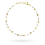 Bransoletka złota gładkie kulki i perły