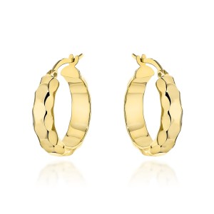 Kolczyki złote kółka z diamentowaniem