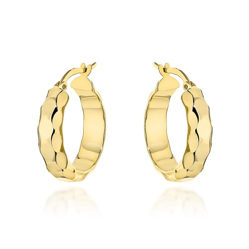 Kolczyki złote kółka z diamentowaniem