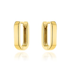 Kolczyki złote zaokrąglone prostokąty na angielskim zapięciu