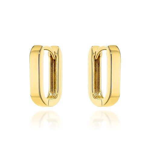 Kolczyki złote zaokrąglone prostokąty na angielskim zapięciu