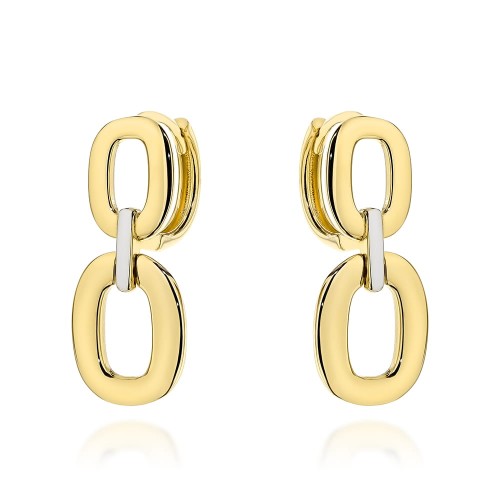 Kolczyki złote owale zdobione białym złotem na kreolu