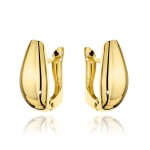 Gold oblong teardrop earrings with an English clasp