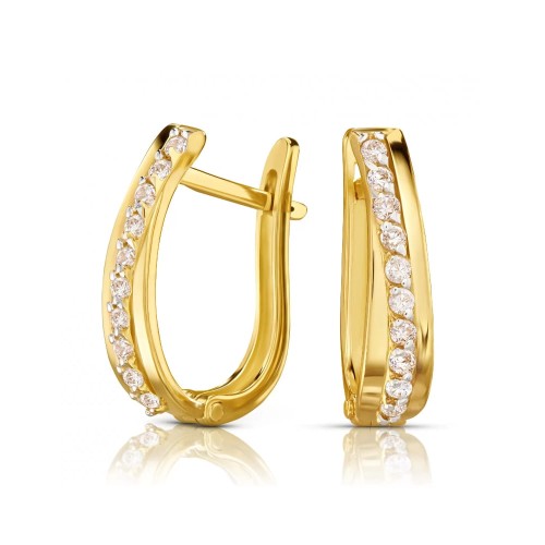 Piękne złote kolczyki z cyrkoniami