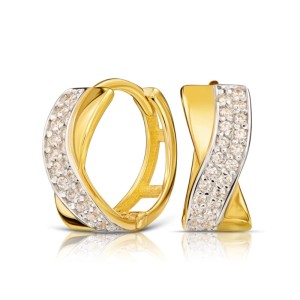 Złote kolczyki przeplatane fala cyrkonie pr. 333 3.2386