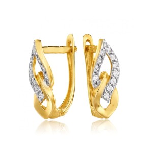 Złote kolczyki z białymi kamieniami pr. 333 1.63