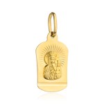 Medalik złoty Matka Boska Częstochowska z promieniami