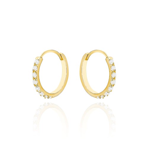 Kolczyki złote z cyrkoniami na kreolu małe