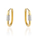 Gold hoop earrings with zircons in the middle