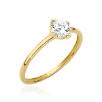 Pierścionek złoty z centralną cyrkonią w czterech łapkach