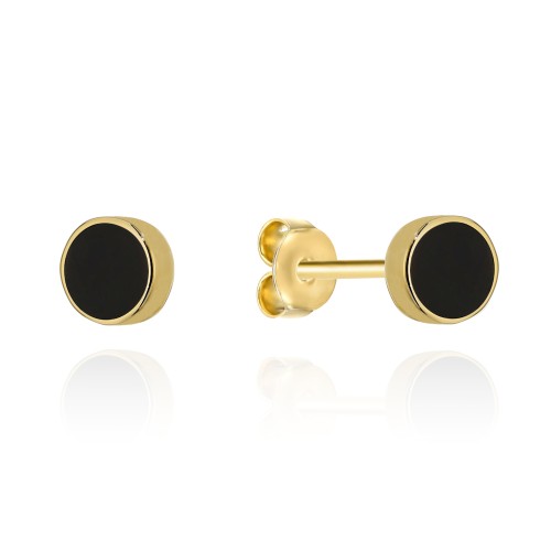 Kolczyki złote kółeczka z agatem