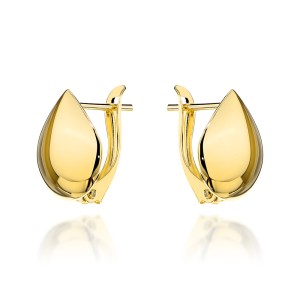 Kolczyki złote szerokie łezki na angielskim zapięciu