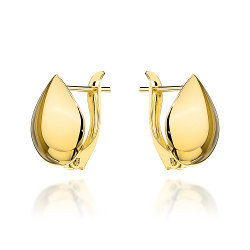 Kolczyki złote szerokie łezki na angielskim zapięciu