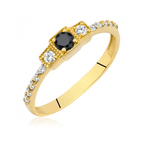 Pierścionek z czarną cyrkonią próba złota pr. 333 1.1180c