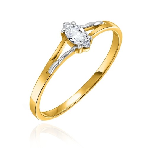 Pierścionek złoty markiza biała cyrkonia pr. 333 G.0176