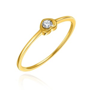 Pierścionek złoty z sercem biała cyrkonia pr. 333