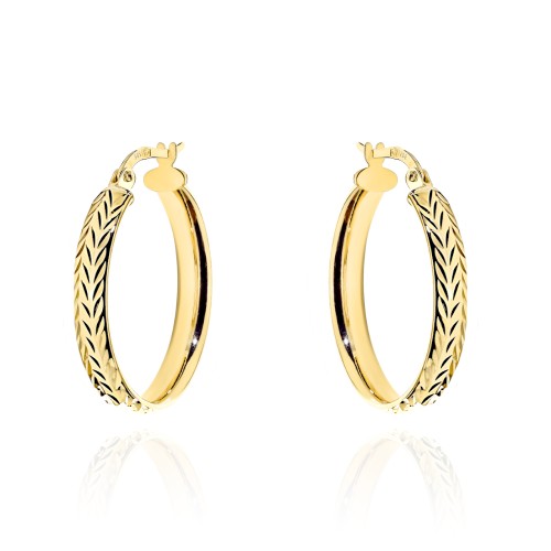 Kolczyki złote koła z ozdobnym diamentowaniem