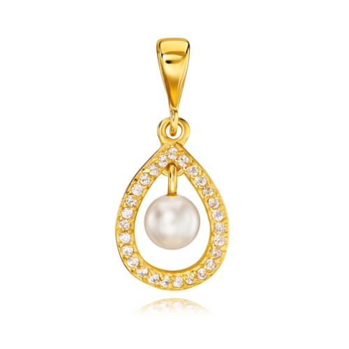 Złota zawieszka z Perłą otoczoną cyrkoniami pr. 333 GLP.31