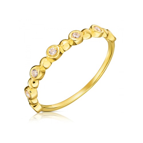 Cienki złoty pierścionek białe kamienie pr. 333 G.0013