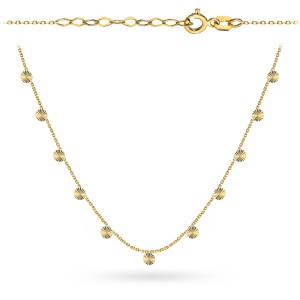 Naszyjnik złoty z diamentowanymi kółeczkami 39+3 cm