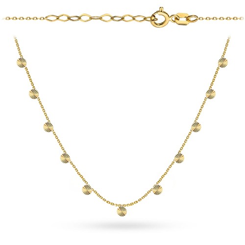 Naszyjnik złoty z diamentowanymi kółeczkami 39+3 cm