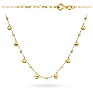 Naszyjnik złoty z dużymi i małymi kuleczkami