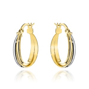 Kolczyki złote kółka dwa kolory złota na angielskim zapięciu