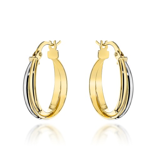 Kolczyki złote kółka dwa kolory złota na angielskim zapięciu