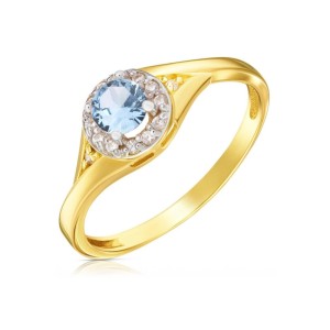 Złoty pierścionek zaręczynowy błękitny kamień pr. 333 1.530a