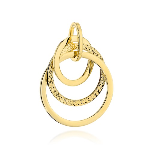 Zawieszka złota splecione kółka z diamentowanym zdobieniem