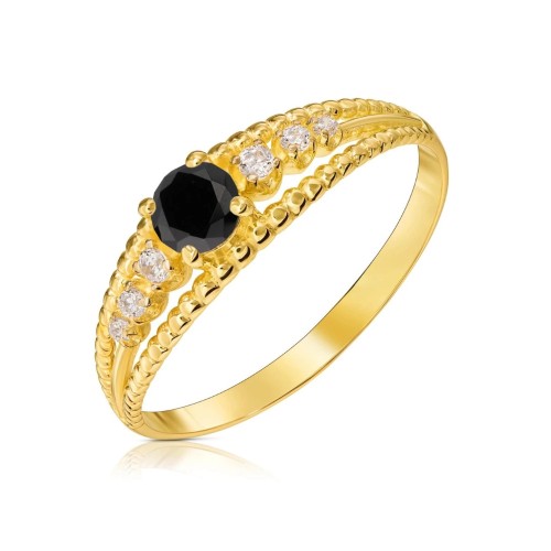 Złoty pierścionek z czarnym kamieniem pr. 333 G.0083c