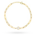 Bransoletka złota długie ogniwa i serce z masą perłową