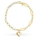 Bransoletka złota długie ogniwa, kółka i serce