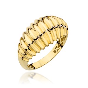 Pierścionek złoty żłobiony o regularnym wzorze