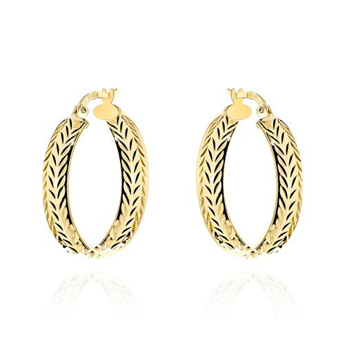 Kolczyki złote koła zdobione diamentowaniem