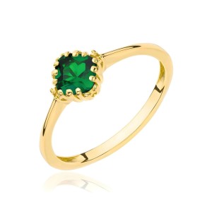 Złoty pierścionek szmaragdowy kamień pr. 333